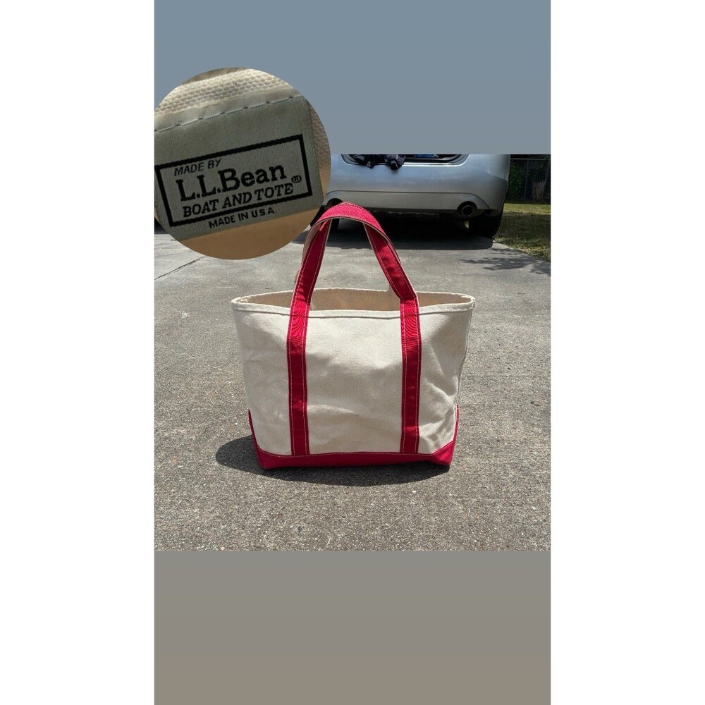 Vtg Medium Size Boat And Tote L L Bean Stiff Canvas Made In USA 11”x 12”x 5.5”